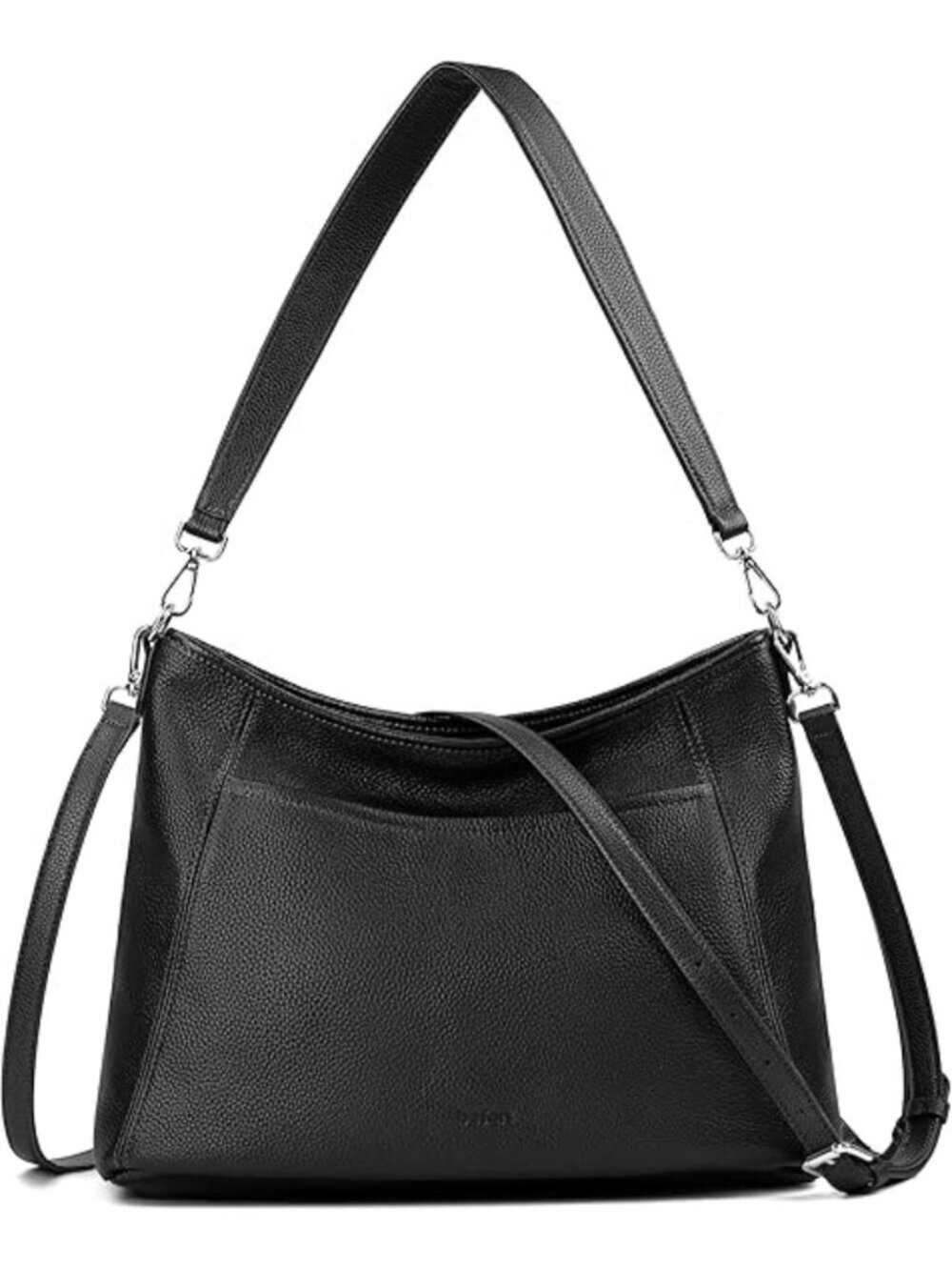 Women's Black Soft Leather Hobo Cross-body With 2 Detachable Straps Handbags